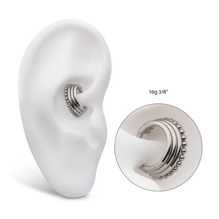 Invictus Titanium Quadruple Stacked Side Facing Hinged Segment Clicker with Clustered Beads