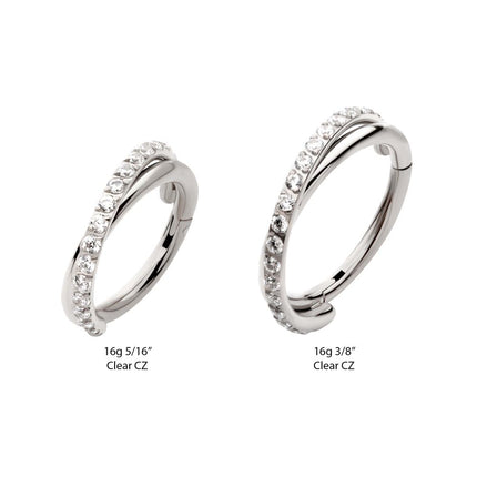 Invictus Titanium Double Hoop Side Facing Hinged Segment Clicker with CNC Set Round CZ