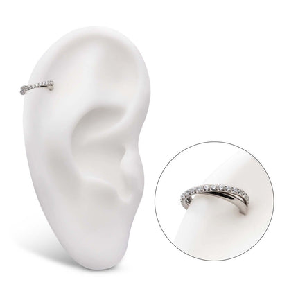 Invictus Titanium Double Hoop Side Facing Hinged Segment Clicker with CNC Set Round CZ