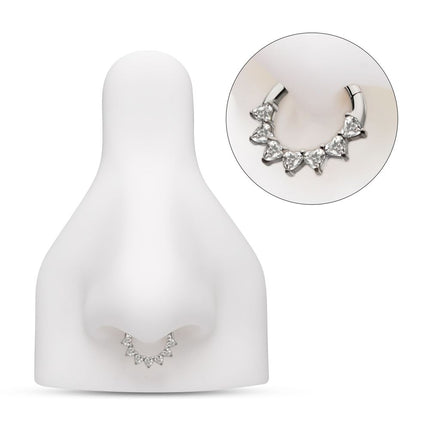 Invictus Titanium Seven Heart-Cut Gem Front Facing Hinged Segment Clicker