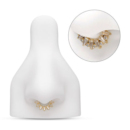 Invictus 24Kt Gold PVD Titanium Baguette Crown Prong Set Gem Cluster Front Facing Hinged Segment Clicker