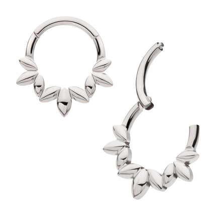 Invictus Titanium Clustered 3-Petal Flower Front Facing Hinged Segment Clicker