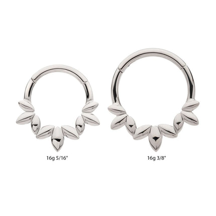 Invictus Titanium Clustered 3-Petal Flower Front Facing Hinged Segment Clicker