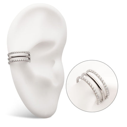 Invictus Titanium with CNC Set Clear CZ in 2 Side Hoops Triple Row Side Facing Hinged Segment Clicker