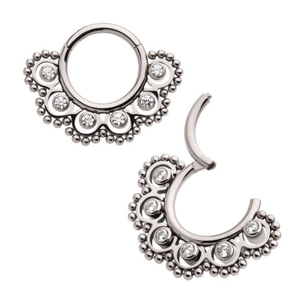 Invictus Titanium Beads & 6-Bezel Set Gem Front Facing Hinged Segment Clicker