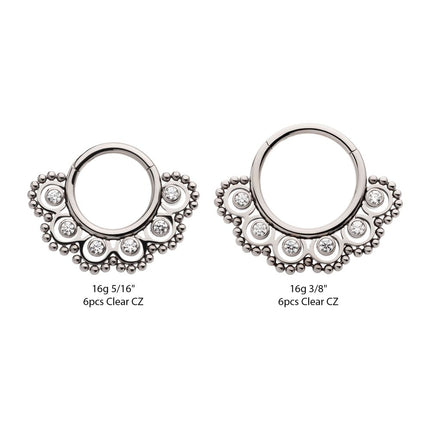 Invictus Titanium Beads & 6-Bezel Set Gem Front Facing Hinged Segment Clicker