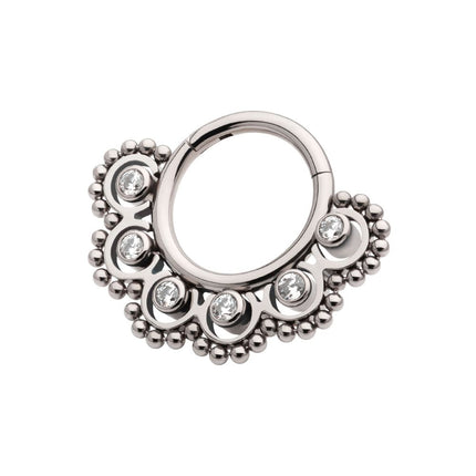 Invictus Titanium Beads & 6-Bezel Set Gem Front Facing Hinged Segment Clicker