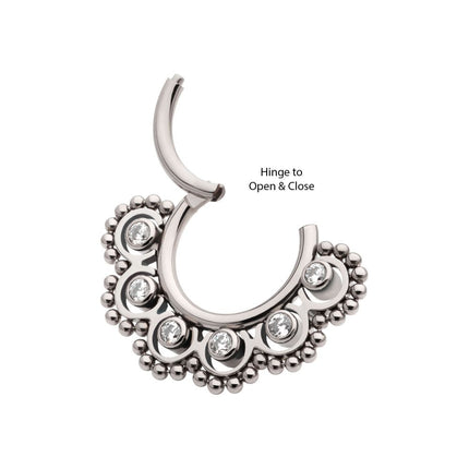 Invictus Titanium Beads & 6-Bezel Set Gem Front Facing Hinged Segment Clicker
