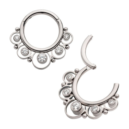 Invictus Titanium Beads & 5-Bezel Set Gem Front Facing Hinged Segment Clicker