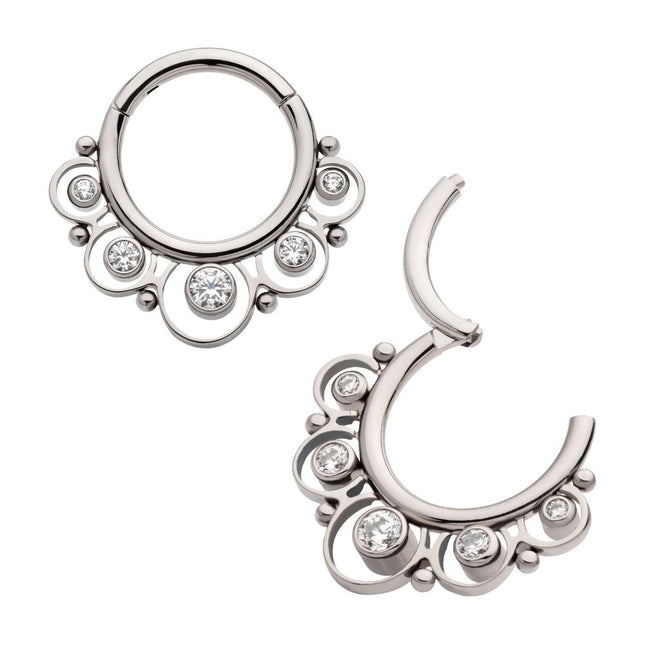 Invictus Titanium Beads & 5-Bezel Set Gem Front Facing Hinged Segment Clicker