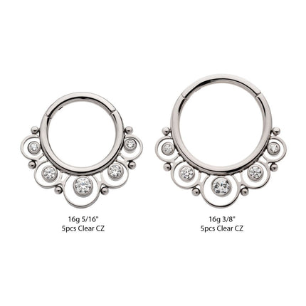 Invictus Titanium Beads & 5-Bezel Set Gem Front Facing Hinged Segment Clicker