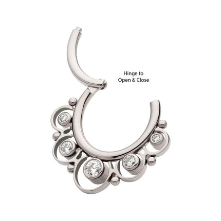 Invictus Titanium Beads & 5-Bezel Set Gem Front Facing Hinged Segment Clicker