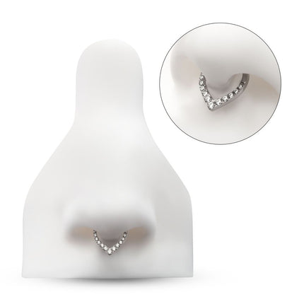 Invictus Titanium CNC Set Round CZ/Opal Front Facing Teardrop Shape Hinged Segment Clicker