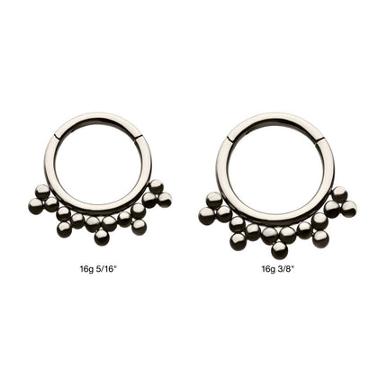 Invictus Titanium with 5 Cluster Trio Beads Front Facing Hinged Segment Clicker