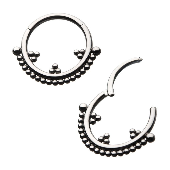 Invictus Titanium Trio Beaded Cluster Front Facing Hinged Segment Clicker