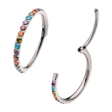 Invictus 1mm CNC Set Rainbow Eternity CZ Titanium Side Facing Hinged Segment Clicker