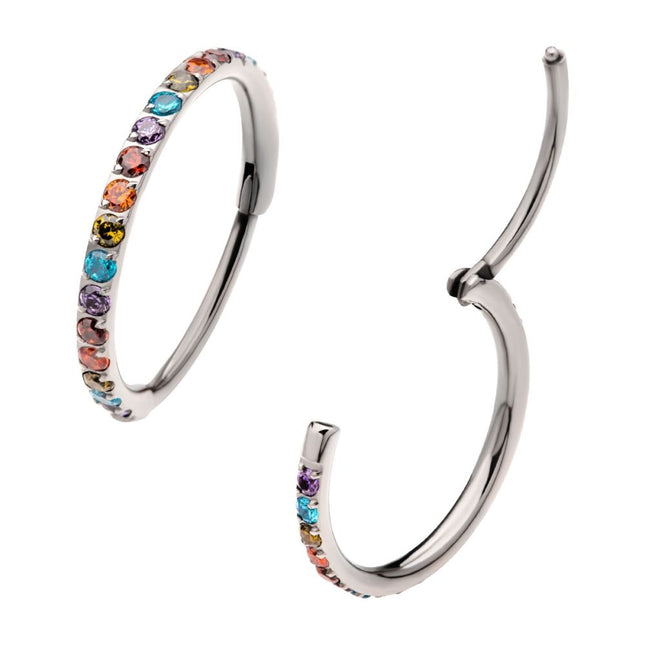 Invictus 1mm CNC Set Rainbow Eternity CZ Titanium Side Facing Hinged Segment Clicker