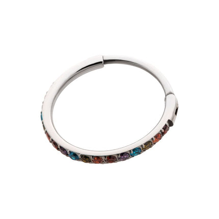 Invictus 1mm CNC Set Rainbow Eternity CZ Titanium Side Facing Hinged Segment Clicker
