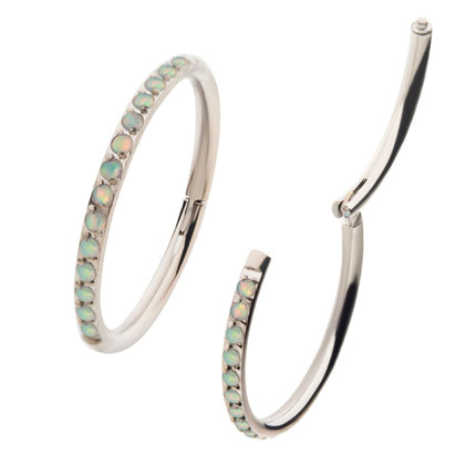 Invictus 1mm CNC Set White Opal Eternity Gem Titanium Side Facing Hinged Segment Clicker