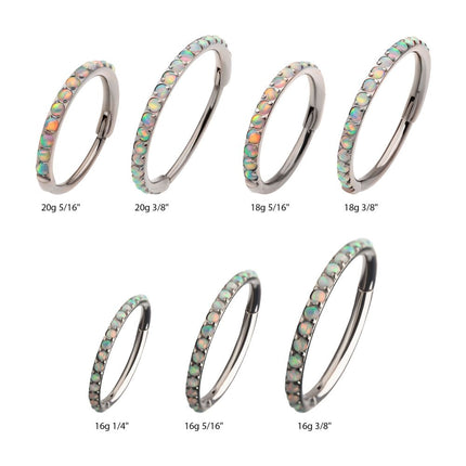 Invictus 1mm CNC Set White Opal Eternity Gem Titanium Side Facing Hinged Segment Clicker
