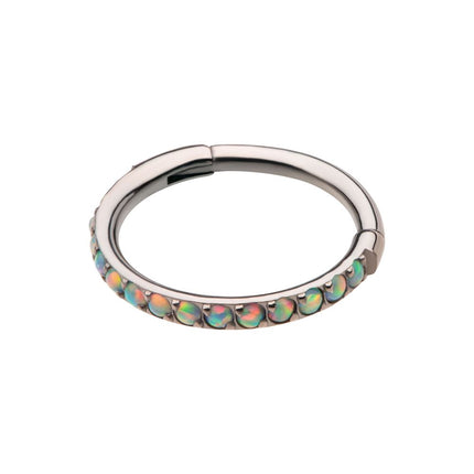 Invictus 1mm CNC Set White Opal Eternity Gem Titanium Side Facing Hinged Segment Clicker