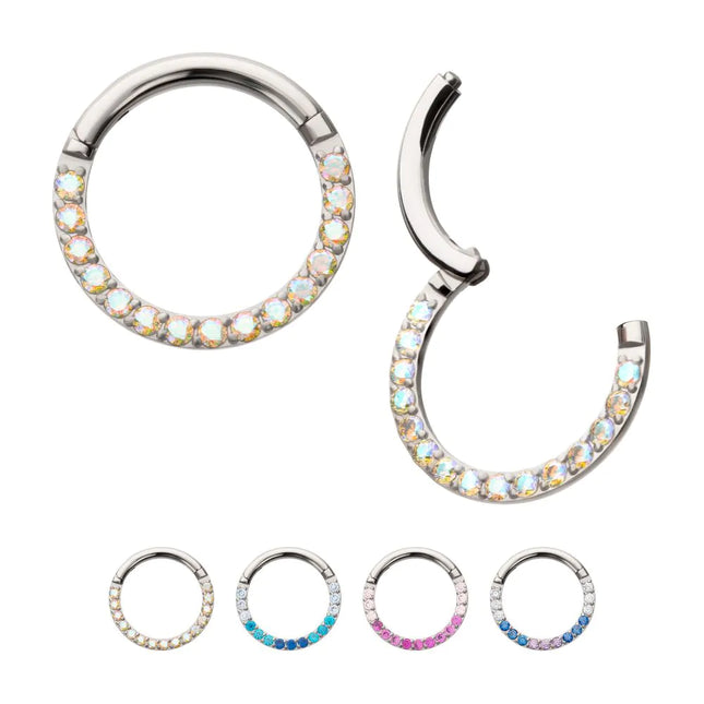 Invictus Titanium Front Facing Hinged Segment Clicker with CNC Set 1mm Ombre Fade Gem