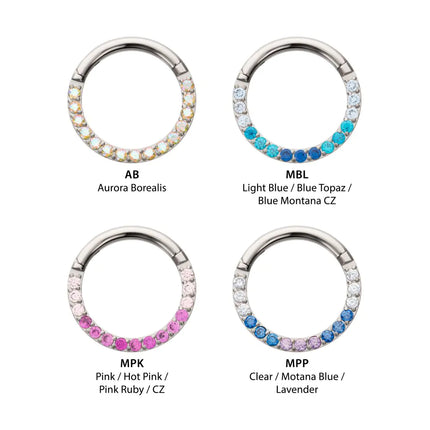 Invictus Titanium Front Facing Hinged Segment Clicker with CNC Set 1mm Ombre Fade Gem