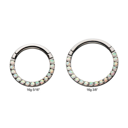 Invictus Titanium with Front Full Clear Eternity Gem Hinged Segment Clicker
