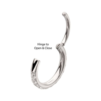 Invictus Titanium CNC Set Full Clear CZ Eternity Gem with Thicker Outer Hoop Side Facing Hinged Segment Clicker