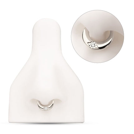 Invictus Titanium Etched Design with Prong Set Gem Sleek Dome Septum Front Facing Hinged Segment Clicker