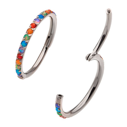 Invictus 1mm CNC Set Rainbow Opal Eternity Gem Titanium Side Facing Hinged Segment Clicker