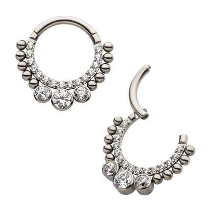 Invictus Titanium 10-Beaded Bezel Set Gem Front Facing Hinged Segment Clicker