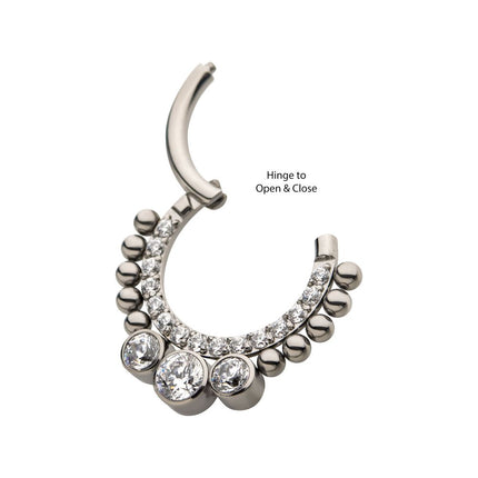 Invictus Titanium 10-Beaded Bezel Set Gem Front Facing Hinged Segment Clicker