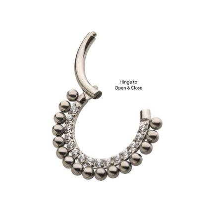Invictus Titanium 16-Beaded Prong Set Clear CZ Front Facing Hinged Segment Clicker