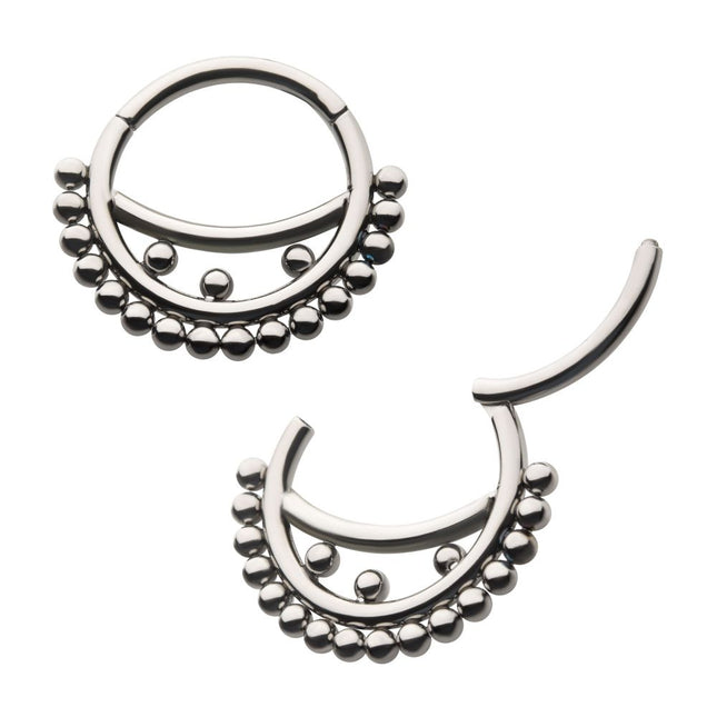 Invictus Titanium Smiley Design Cluster Beads Front Facing Hinged Segment Clicker