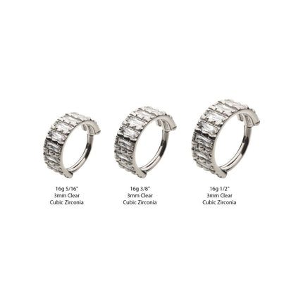 Invictus Titanium with Step Cut Multi Clear CZ Side Facing Hinged Segment Clicker