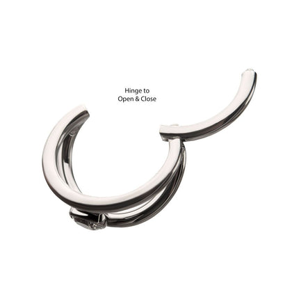 Invictus Titanium Double Hoop with Bezel Set Round Gem Side Facing Hinged Segment Clicker