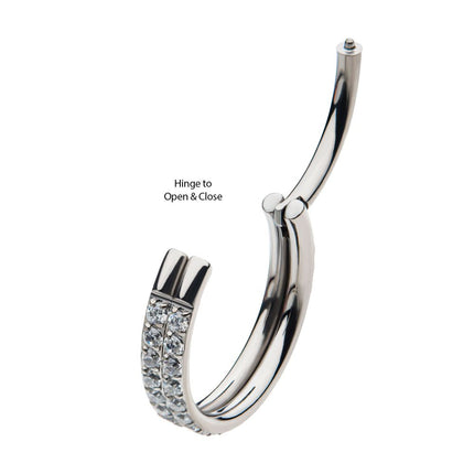 Invictus Titanium Double Row Prong Set Round CZ/Opal Side Facing Hinged Segment Clicker