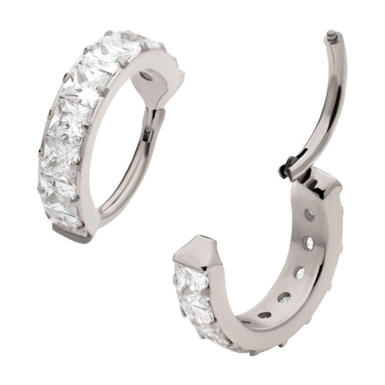 Invictus Titanium with Channel Set Princess Gem Side Facing Hinged Segment Clicker