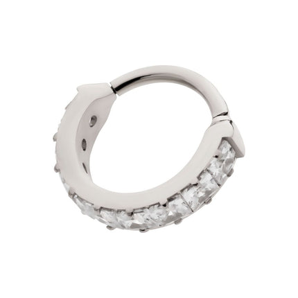 Invictus Titanium with Channel Set Princess Gem Side Facing Hinged Segment Clicker