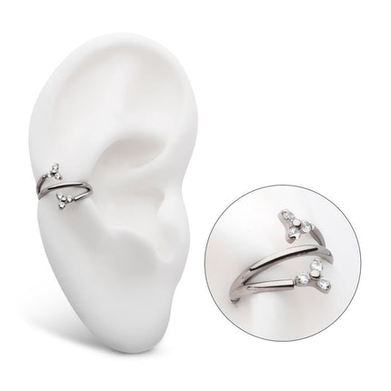 Invictus Titanium Double Ended Twist Side Facing Hinged Segment Clicker with Pronged Trinity CZ