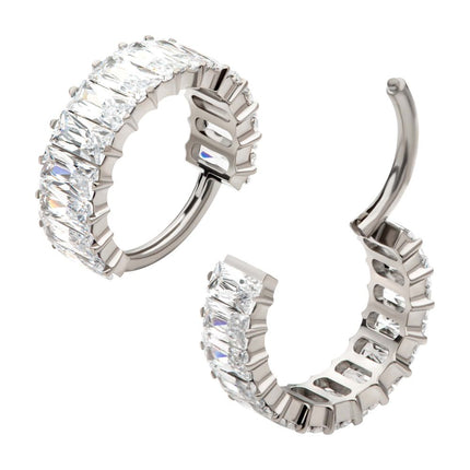 Invictus Titanium with CNC Set Baguette CZ Side Facing Hinged Segment Clicker