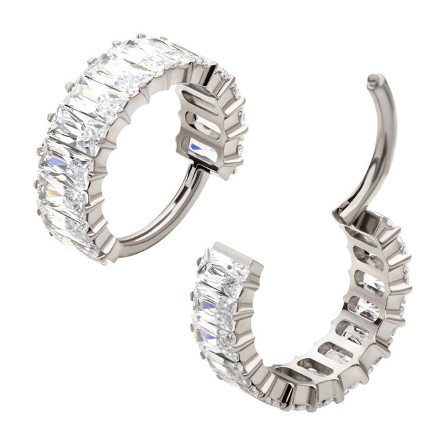 Invictus Titanium with CNC Set Baguette CZ Side Facing Hinged Segment Clicker