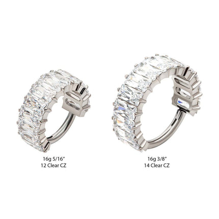 Invictus Titanium with CNC Set Baguette CZ Side Facing Hinged Segment Clicker