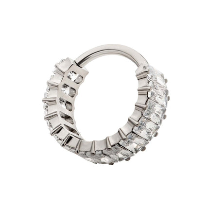 Invictus Titanium with CNC Set Baguette CZ Side Facing Hinged Segment Clicker