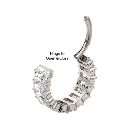 Invictus Titanium with CNC Set Baguette CZ Side Facing Hinged Segment Clicker