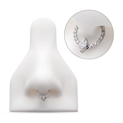 Invictus Titanium with 1mm CNC Set Full Clear CZ & Big Marquise CZ Front Facing Hinged Segment Clicker