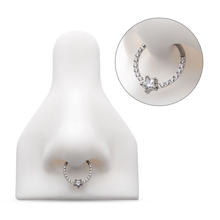 Invictus Titanium with 1mm CNC Set Full Clear CZ & Big Star CZ Front Facing Hinged Segment Clicker