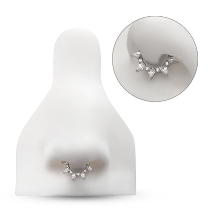 Invictus Titanium Clustered Prong Set Round & Teardrop CZ Front Facing Hinged Segment Clicker