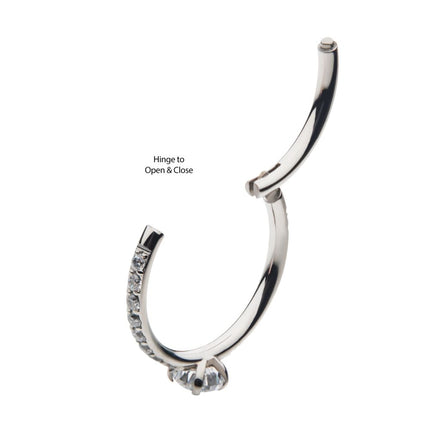 Invictus Titanium with Centerpiece Prong Set Round Clear CZ Eternity Side Facing Hinged Segment Clicker